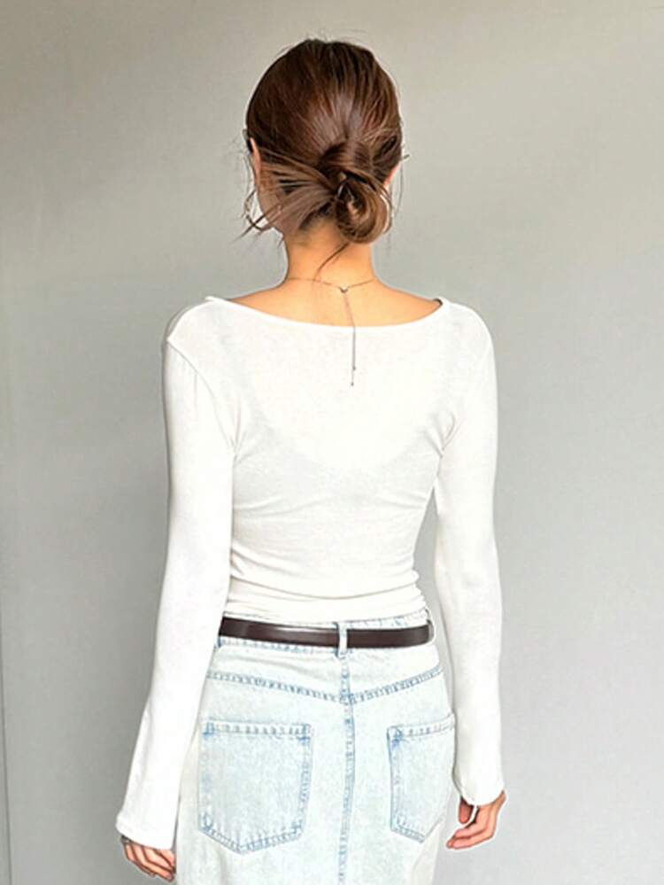 Women's Slim Fit Solid Color Camisole, White, Spring/Summer Long Sleeve Women Tops