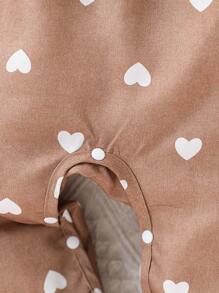 Schattige Baby Meisjes Voetjes Met Hartenprint 2 In 1 Lange Mouw Jumpsuit, Voor Herfst/Winter