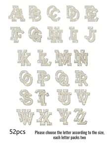 2 pezzi di toppe con lettere dell'alfabeto in rhinestone scintillanti da applicare a ferro, per cappelli, borse, giacche, camicie, eleganti perle da cucire, lettere in glitter, applicazioni di lettere in rhinestone e perla in inglese, forniture per la creatività, regali natalizi
