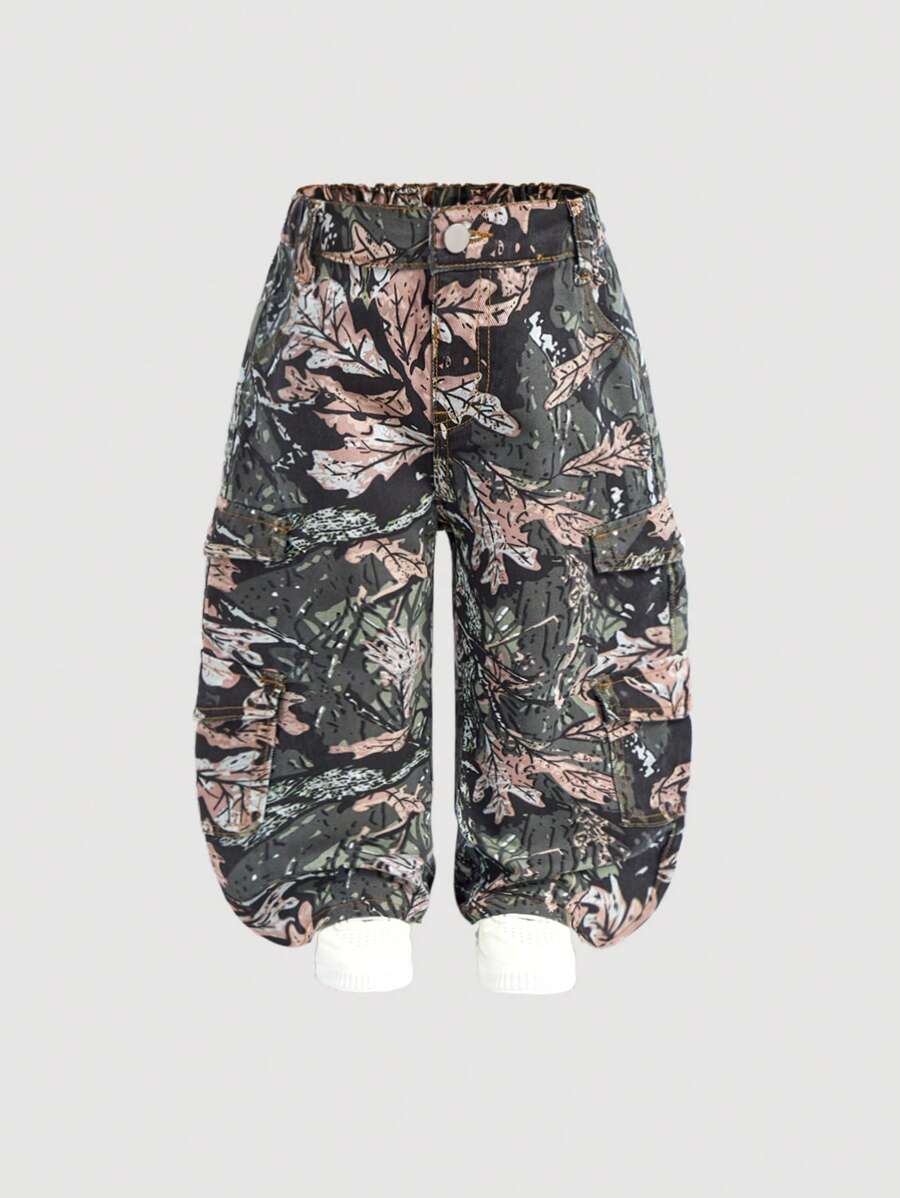 Quần jeans ống đứng nhiều túi, phong cách đường phố Mỹ giản dị thường ngày dành cho bé trai, màu xanh lá cây - Nhiều màu - Xem 1