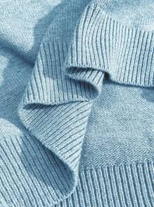 SHEIN LUNE Suéter casual de diario con bloqueo de color y abotonado, talla grande, otoño/invierno - Celeste - Ver 8