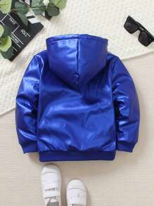 SHEIN Young Boy Casual Hooded Long Sleeve Soft Thermal Lined Jacket, Classic Color Combination, Comfortable & Easy To Match For Daily Casual Wear & Outdoor Activities