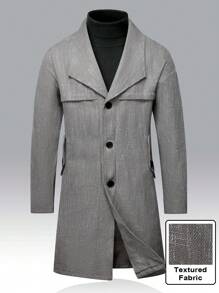 Manfinity Homme 1pc Solid Color Front Button Casual Long Sleeve Jacket, For Autumn/Winter - Grey - View 5