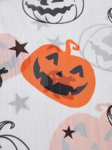 SHEIN VCAY Blusa holgada con mangas campana y estampado de calabazas para mujeres, ropa de Halloween