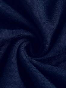 SHEIN ICON 女士纯色褶皱简约系带短裙，休闲日常穿着 - 藏蓝色 - 查看 8