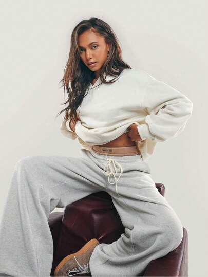 Athîral Pantalones de chándal holgados con cordón en la cintura para mujer