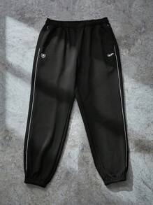 Manfinity Sport Corelite Quần Jogger Thể Thao Sọc Hai Bên Lưng Thun Co Giãn Phong Cách Bạn Trai Cho Nam Mùa Thu - màu đen - Xem 1