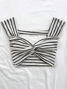 Soleia WYWH 女士度假针织条纹扭纹前心形领露背 T 恤 - 彩色 - 查看 5