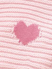 SHEIN 女婴梦幻粉色，饰有甜心点缀，优雅圆领长袖连体衣设计，为宝宝打造休闲风格，柔软温暖，展现可爱魅力 - 粉色 - 查看 3