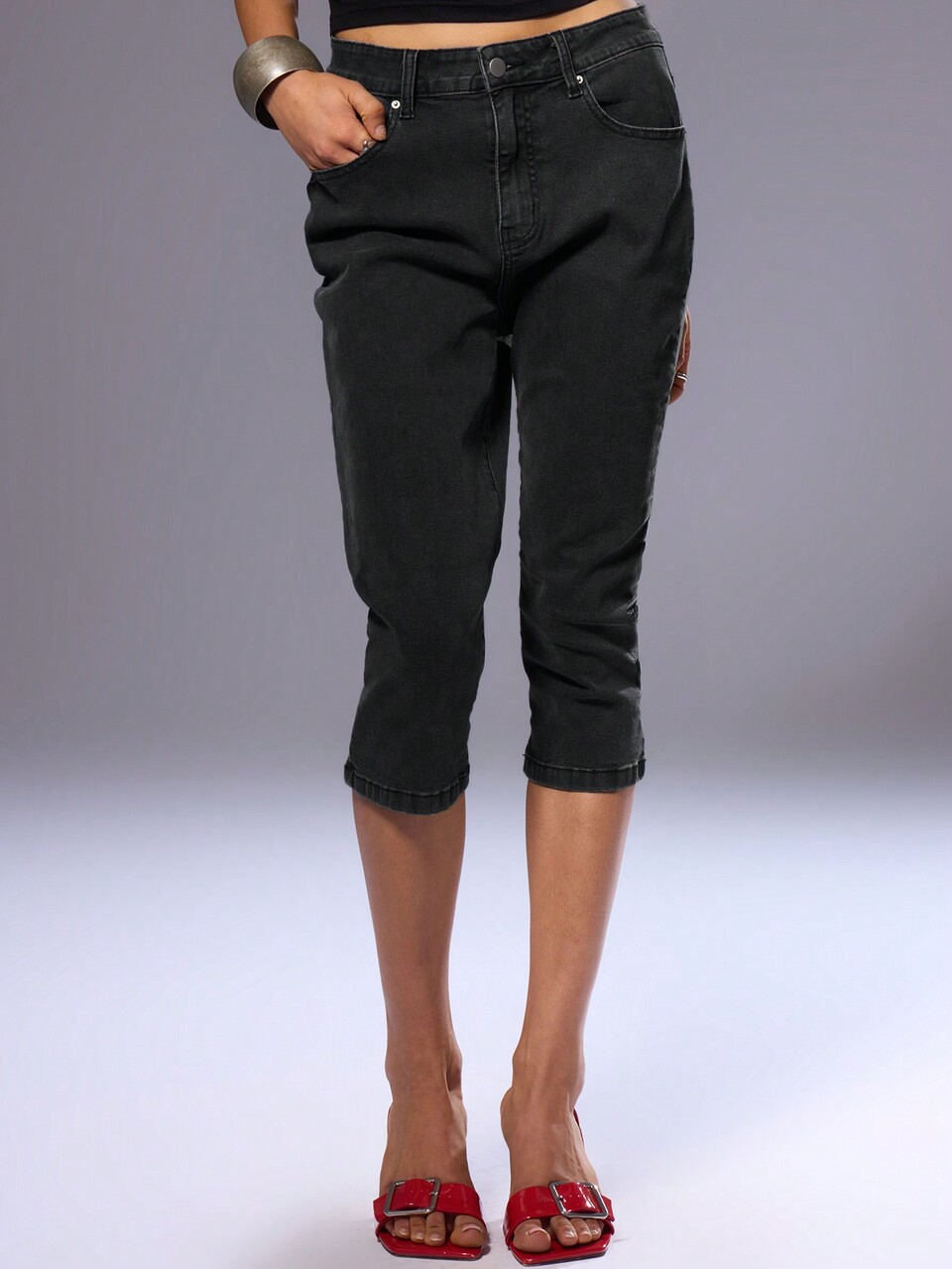 Skinny Capri Jeans Without Belt Spring Summer