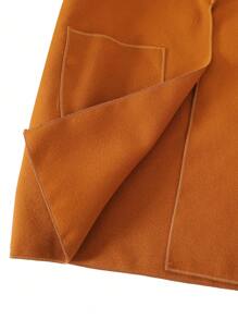 Áo khoác trùm đầu dài tay có cổ lông và tay áo cho bé gái tuổi mới lớn - màu nâu - Xem 4