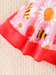 SHEIN Conjunto de ropa de Navidad para bebé niña con estampados de corazón, globo y copo de nieve, incluyendo diadema, para otoño/invierno - Multicolor - Ver 6