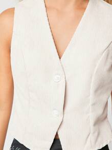 SHEIN EZwear Women's Solid Color Single-Breasted Suit Vest - Apricot - View 7