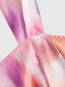 SHEIN MOD 女士宽肩带系腰长裙，休闲度假 - 紫羅蘭色 - 查看 4