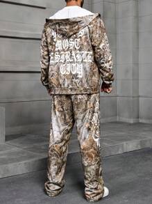 Manfinity LEGND Bộ áo nỉ dài tay có mũ trùm đầu in chữ và quần nỉ cỡ lớn cho nam - Nhiều màu - Xem 2