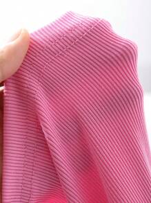 DAZY Áo thun nữ cổ tròn tay ngắn màu trơn thường ngày mùa hè, áo crop top nữ - Màu Hồng Tươi - Xem 8