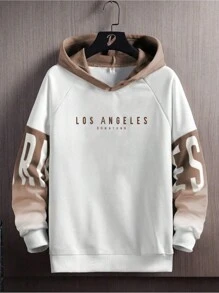 Tween Boys Colorblock LA Logo Casual Loose Fit Sweatshirt For Autumn - White - View 1