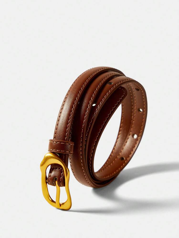 CHOCOLATE BROWN PU BUCKLE WAIST BELT