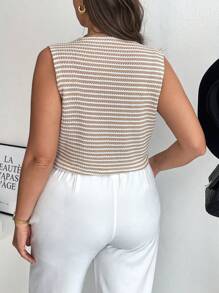 SHEIN Frenchy 大码无袖前扣休闲夏季波西米亚风背心 - 彩色 - 查看 5