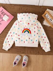 1pc Young Girl Casual Colorful Polka Dot Jacket Coat, Autumn/Winter'