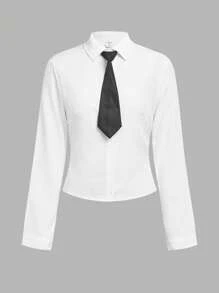 SHEIN Explorewe Teen Girl Preppy Style Casual Elegant Y2K Vest, Blouse, And Pants Set, Fashionable And Versatile, Perfect For Fall And Spring And Winter - Multicolor - View 9