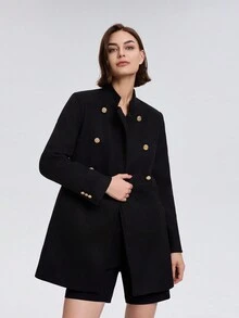 女士双排扣大衣，冬季