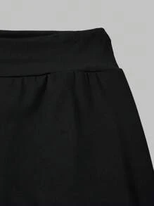 SHEIN Set de 2 piezas para niñas preadolescentes que incluye sudadera con cuello alto con estampado de letras y gráficos forrada térmicamente, y leggings negros para deporte, para otoño/invierno
