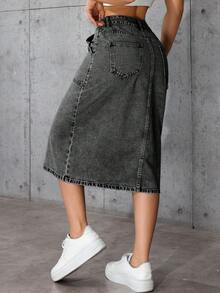 Women's Casual Fitting A-Line Skirt With Pockets, Gray, Versatile For Spring/Summer, Suitable For Valentine's Day, Pride, 4th Of July, Teacher Outfits, Vacation Wear - Grey - View 3