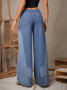 Denimoi Jeans holgados y casuales con bolsillos para mujer - Azul - Ver 4