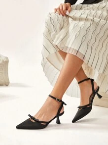CUCCOO CHICEST Women's Pointed Toe Bowknot Thin High Heel Pumps Fall - Black - View 6
