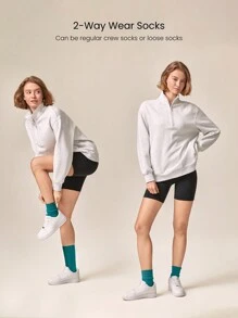 GLOWMODE Soft Cotton-Blend 2-Way Wear Crew Socks - Green - View 3