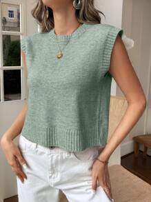 SHEIN Frenchy 女士露背系带花卉网眼毛衣背心 - 薄荷綠 - 查看 3