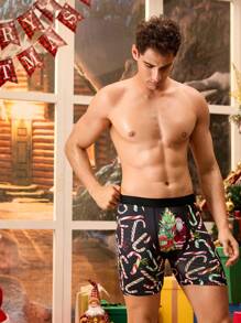Notgurli 4pcs Men's Christmas Candy Print Boxer Briefs - Multicolor - View 11