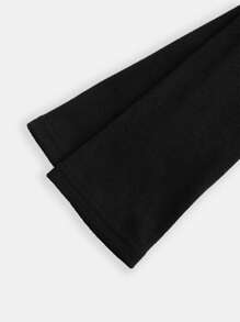 SHEIN 2pcs/Set Teen Girl Elegant Christmas Outfit, Includes High Neck Long Sleeve Elastic Top And PU Leather Pants, Fashion Thermal Pullover Turtleneck Sweater For Cold Weather, Suitable For Party And Daily Wear - Black - View 5