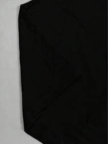 Men's Casual Simple Slogan Print Short Sleeve T-Shirt - Black - View 6