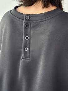 FRIFUL 女士休闲撞色圆领宽松长袖 T 恤，百搭，秋季服装 - 黑色 - 查看 7