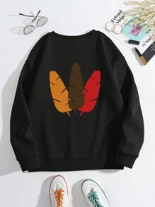 INAWLY Thanksgiving Turkey Print Women Long Sleeve Round Neck Sweatshirt, Casual For Autumn/Winter Pullover Fall - Black - View 2