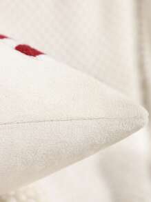 1 vỏ gối hình mũ Giáng sinh thêu hoa văn kẹo trang trí nhà Giáng sinh - Màu be - Xem 3