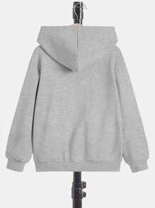 SHEIN Leap Crew Tween Boys' Kangaroo Pocket Drop Shoulder Sweatshirt Cute Casual For Spring And Autumn Daily Wear - Grey - View 2