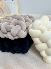 1 chiếc gối trang trí thắt nút vuông màu trắng, gối trang trí nhà cỡ nhỏ, gối trang trí Ins, đồ trang trí thắt nút nhung mềm mại cho phòng và ghế dài - Xám - Xem 4