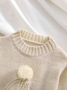 Baby Mädchen Lässig Pullover mit Cartoon Bär Muster, Rundhals-Ausschnitt, Langarm, locker gestrickt, geeignet für den täglichen Gebrauch, Familientreffen und Outdoor-Aktivitäten, Herbst/Winter