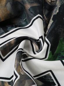 ROMWE MEN Prep Pantalones holgados de pierna ancha con estampado de ramas, cintura elástica, uso casual y versátil, para otoño
