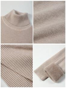 Chiquease 新款秋冬连体羊毛衫连衣裙高领修身性感保暖厚款 - 杏色 - 查看 6