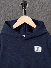 SHEIN Set de 2 piezas para niños preadolescentes que incluye sudadera con capucha 2 en 1 + pantalones de unicolor