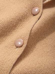 Dazy Petite Plus Plus Size Contrast Color Splicing Jacquard Loose Hooded Cardigan,Fall Women Clothes - Khaki - View 10