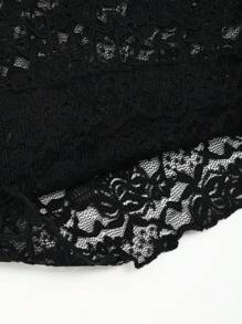 EgrlEra Y2K sexig genomskinlig spets V-ringad kamisole - Svart - Visa 4