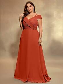 UNITHORSE Plus Size Solid Color Crisscross Wrap Sling Elegant Women Formal Evening Dress, Party Dress, Wedding Guest Dress, Bride Dress, Birthday Outfits, Graduation Dress