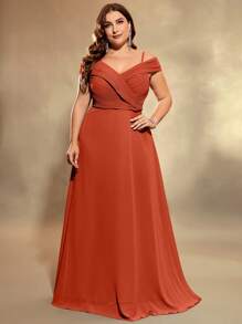 UNITHORSE Plus Size Solid Color Crisscross Wrap Sling Elegant Women Formal Evening Dress, Party Dress, Wedding Guest Dress, Bride Dress, Birthday Outfits, Graduation Dress