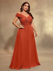 UNITHORSE Plus Size Solid Color Crisscross Wrap Sling Elegant Women Formal Evening Dress, Party Dress, Wedding Guest Dress, Bride Dress, Birthday Outfits, Graduation Dress