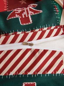 Bộ chăn ga gối đệm bằng vải satin lụa 3 món họa tiết quà tặng cây thông Noel hai tông màu có thể đảo ngược, mềm mại, thoáng khí, không nhăn, tốt hơn cho giấc ngủ, phong cách khách sạn sang trọng, quà tặng cho bạn bè bố mẹ, chăn bông, vỏ chăn, vỏ gối, 2 giường King, Queen, cỡ đôi, bé trai bé gái, đồ trang trí nhà cửa - Đỏ - Xem 4